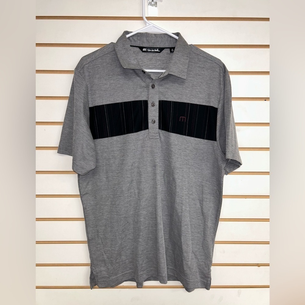 Travis Mathew Polo Shirt - Size‎ M - Gray/Black/Maroon - Pima Cotton Blend